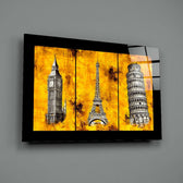 Oil-painting panel bringing travel-poster warmth to a guest room