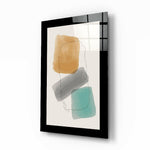 Cubic Art glass wall art displayed above a bed in a bedroom