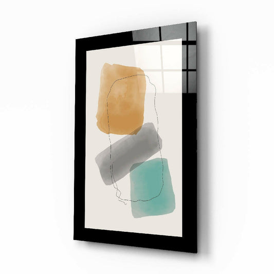 Cubic Art glass wall art displayed above a bed in a bedroom