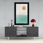 Windy Sea glass wall art styled above a vanity in a bathroom