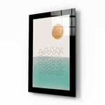 Windy Sea glass wall art displayed above a bed in a bedroom
