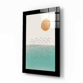 Windy Sea glass wall art displayed above a bed in a bedroom
