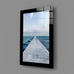 Editorial-photo panel bringing coastal calm to a study