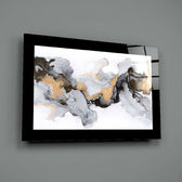 Fluid-art panel bringing mineral poise to a foyer