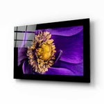 Passionflower Flower glass wall art displayed above a bed in a bedroom