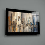 Palette-knife panel bringing urban poise to a man cave