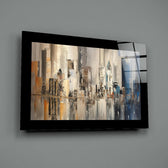 Palette-knife panel bringing urban poise to a man cave
