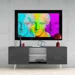 Modernity in Sculpture glass wall art styled above a sideboard in a media room