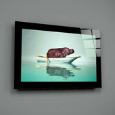 Surreal-photo panel bringing whimsical charm to a powder room