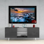 Combatant Sea glass wall art styled above a console in a man cave