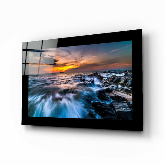 Combatant Sea glass wall art displayed above a sideboard in a coastal cottage