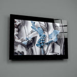 Selective-color panel bringing botanical poise to a powder room
