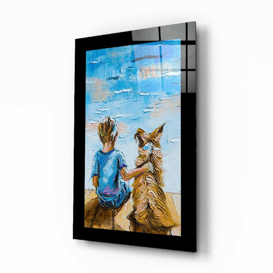 Eternal Friendship glass wall art displayed above a console in a child's room