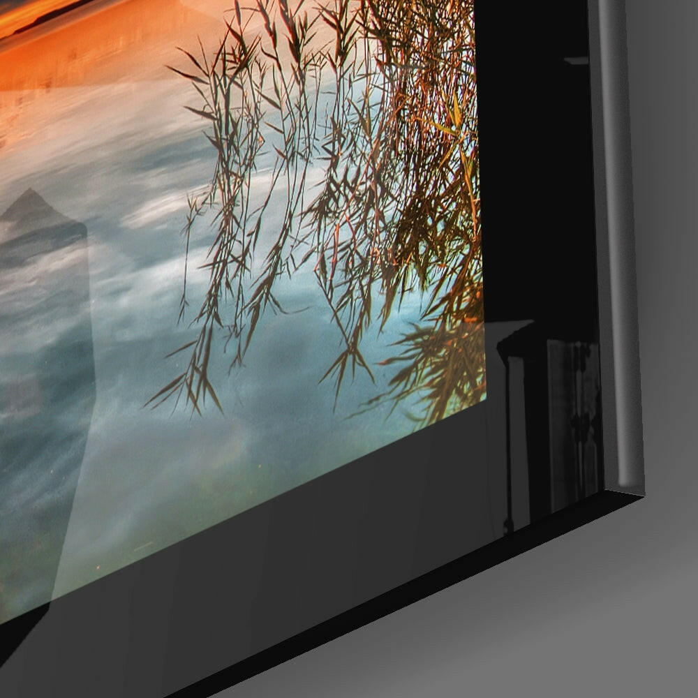 Sunset on the Dock Glass Wall Art.