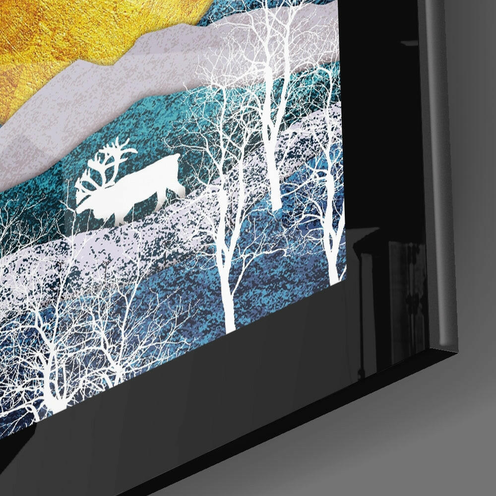 Golden Mountains Glass Wall Art.