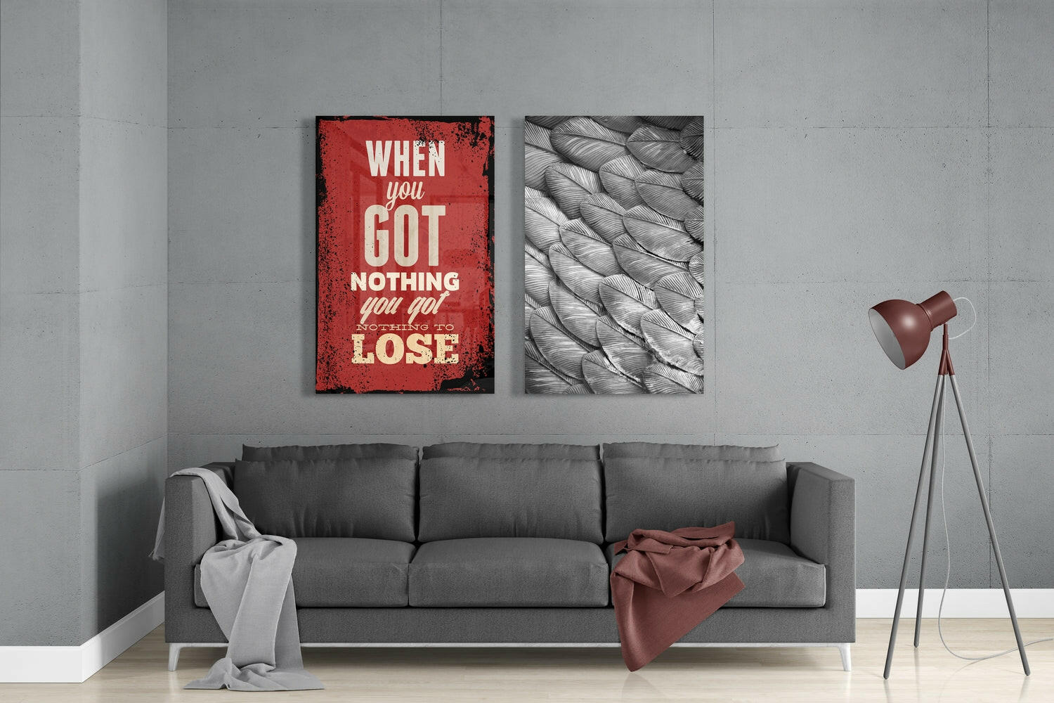 "When You Got Nothing" 2 Pieces Combine Glass Wall Art | Insigne Art Design.