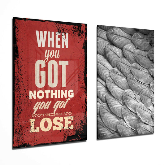 "When You Got Nothing" 2 Pieces Combine Glass Wall Art | Insigne Art Design.