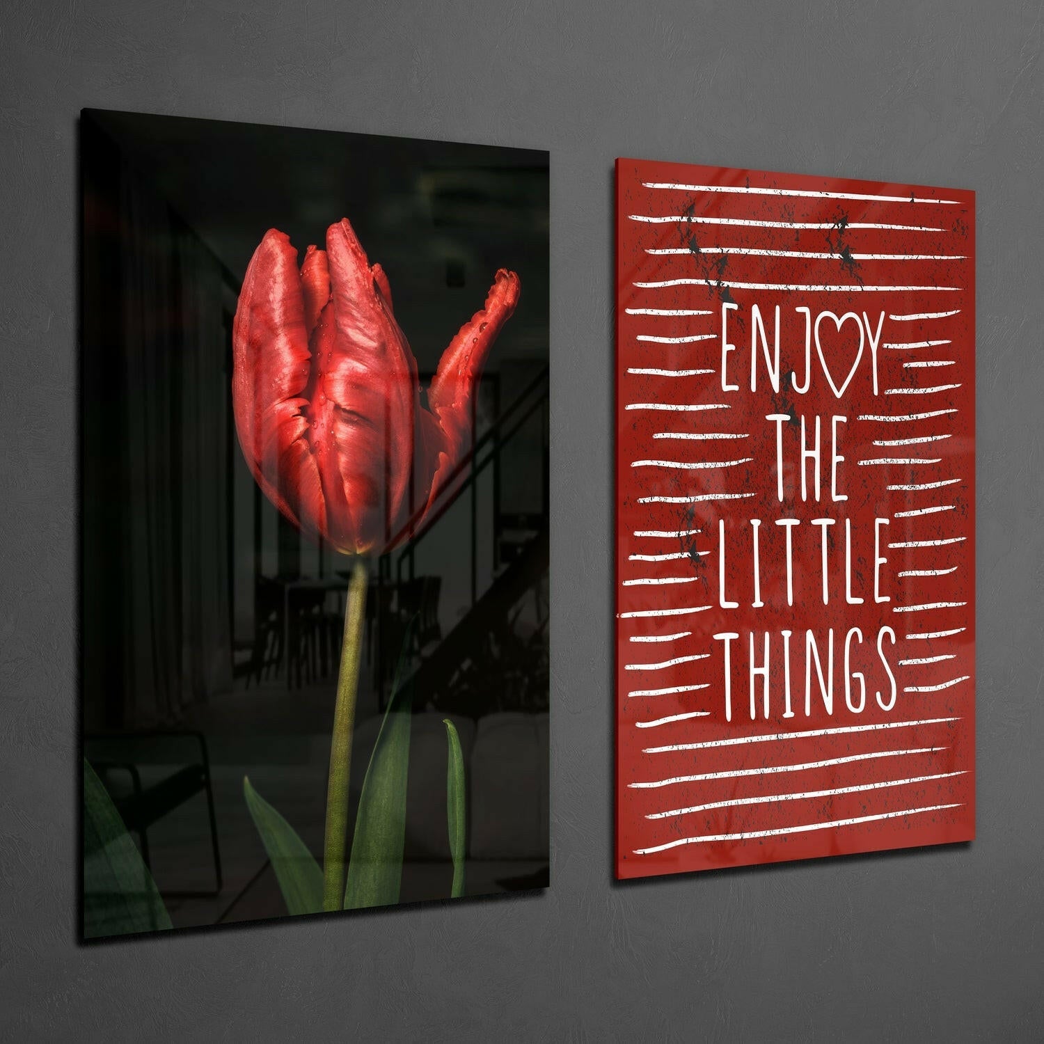 Enjoy the Little Things 2 Pieces Combine Glass Wall Art | Insigne Art Design.