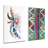 Indian Style 2 Pieces Combine Glass Wall Art | Insigne Art Design