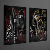 The Style of Picasso 2 Pieces Combine Glass Wall Art | Insigne Art Design.