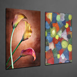 Tulips and Shapes 2 Pieces Combine Glass Wall Art | Insigne Art Design