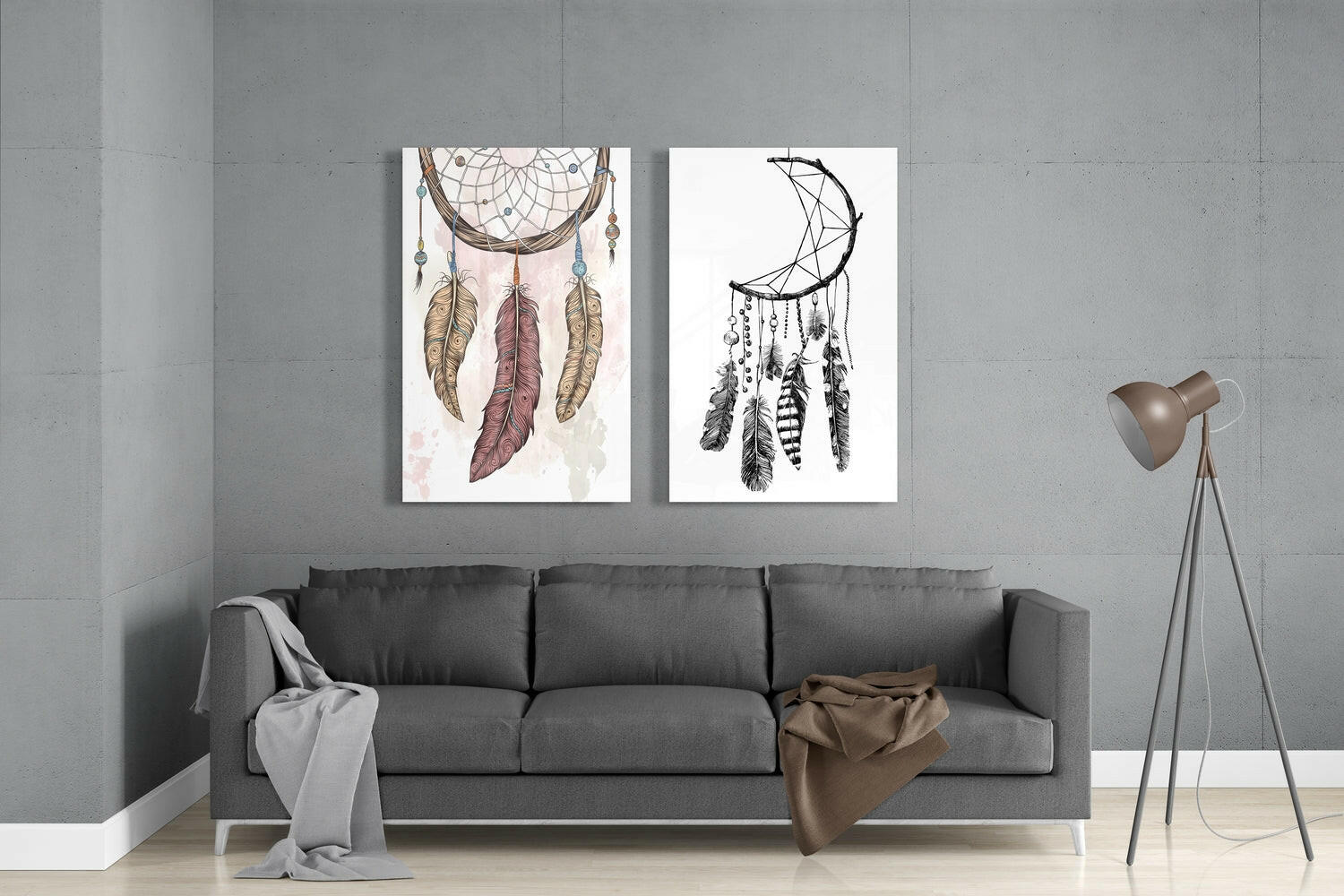 Dreamcatcher 2 Pieces Combine Glass Wall Art | Insigne Art Design.