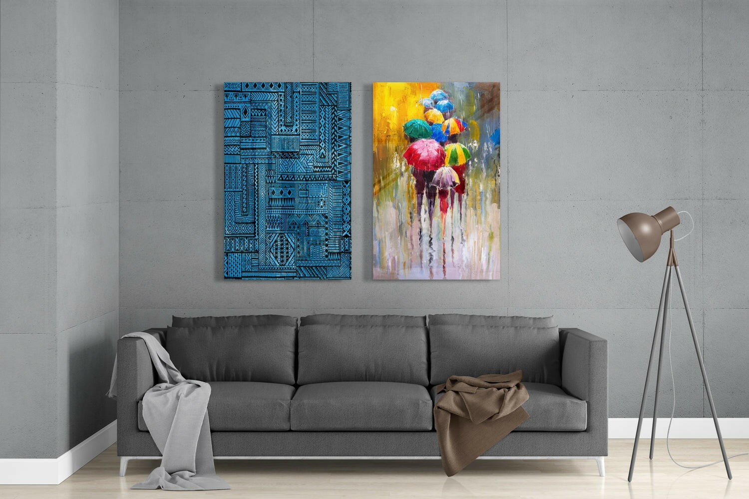 Umbrellas 2 Pieces Combine Glass Wall Art | Insigne Art Design.