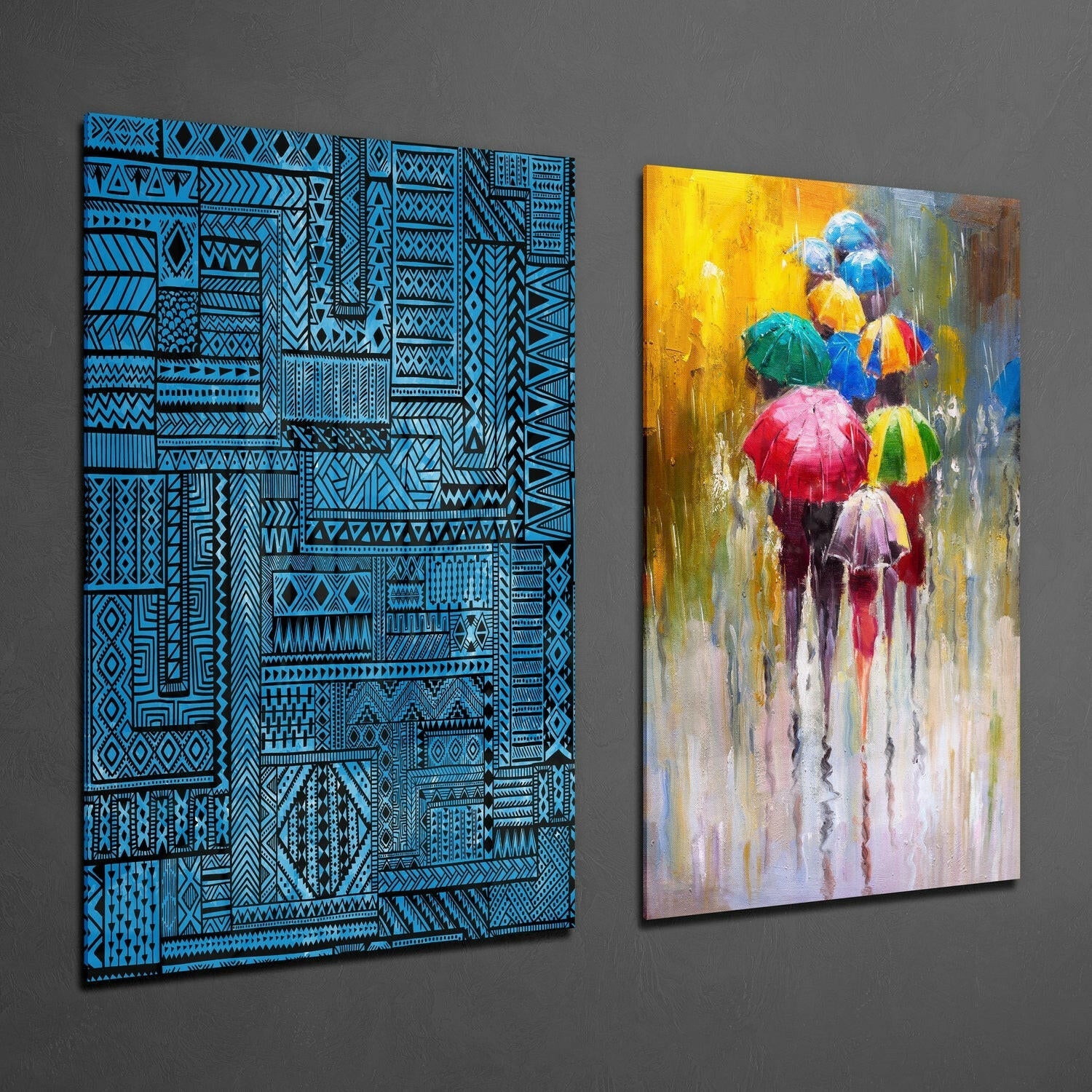 Umbrellas 2 Pieces Combine Glass Wall Art | Insigne Art Design.