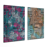 Ethnic Patherns 2 Pieces Combine Glass Wall Art | Insigne Art Design