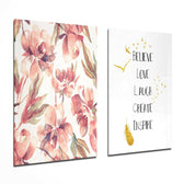 The Way of Happy Life 2 Pieces Combine Glass Wall Art | Insigne Art Design.