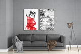 Women in Red 2 Pieces Combine Glass Wall Art | Insigne Art Design