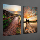 Sunsets 2 Pieces Combine Glass Wall Art | Insigne Art Design