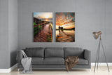 Sunsets 2 Pieces Combine Glass Wall Art | Insigne Art Design