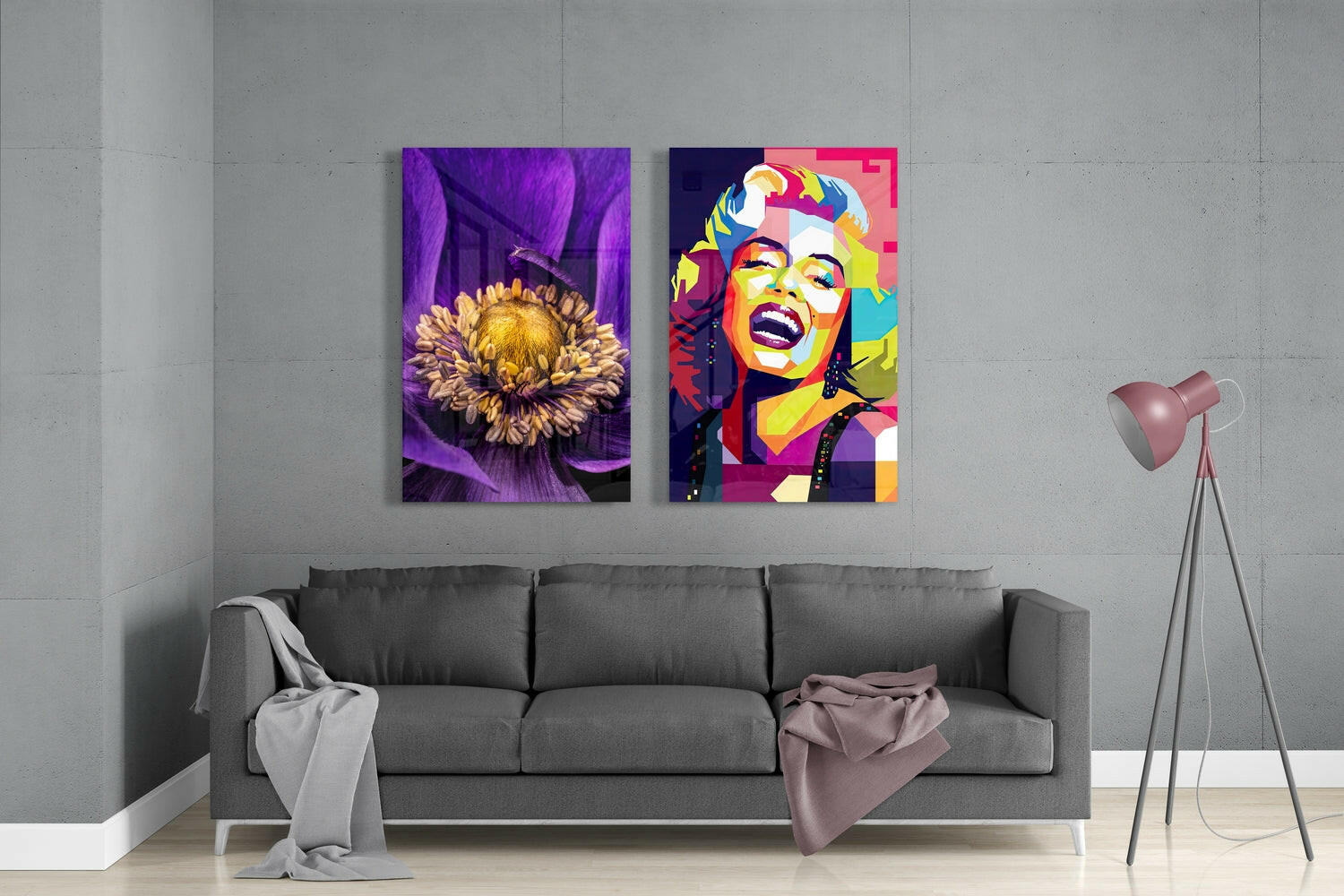 Marilyn Monroe 2 Pieces Combine Glass Wall Art | Insigne Art Design.