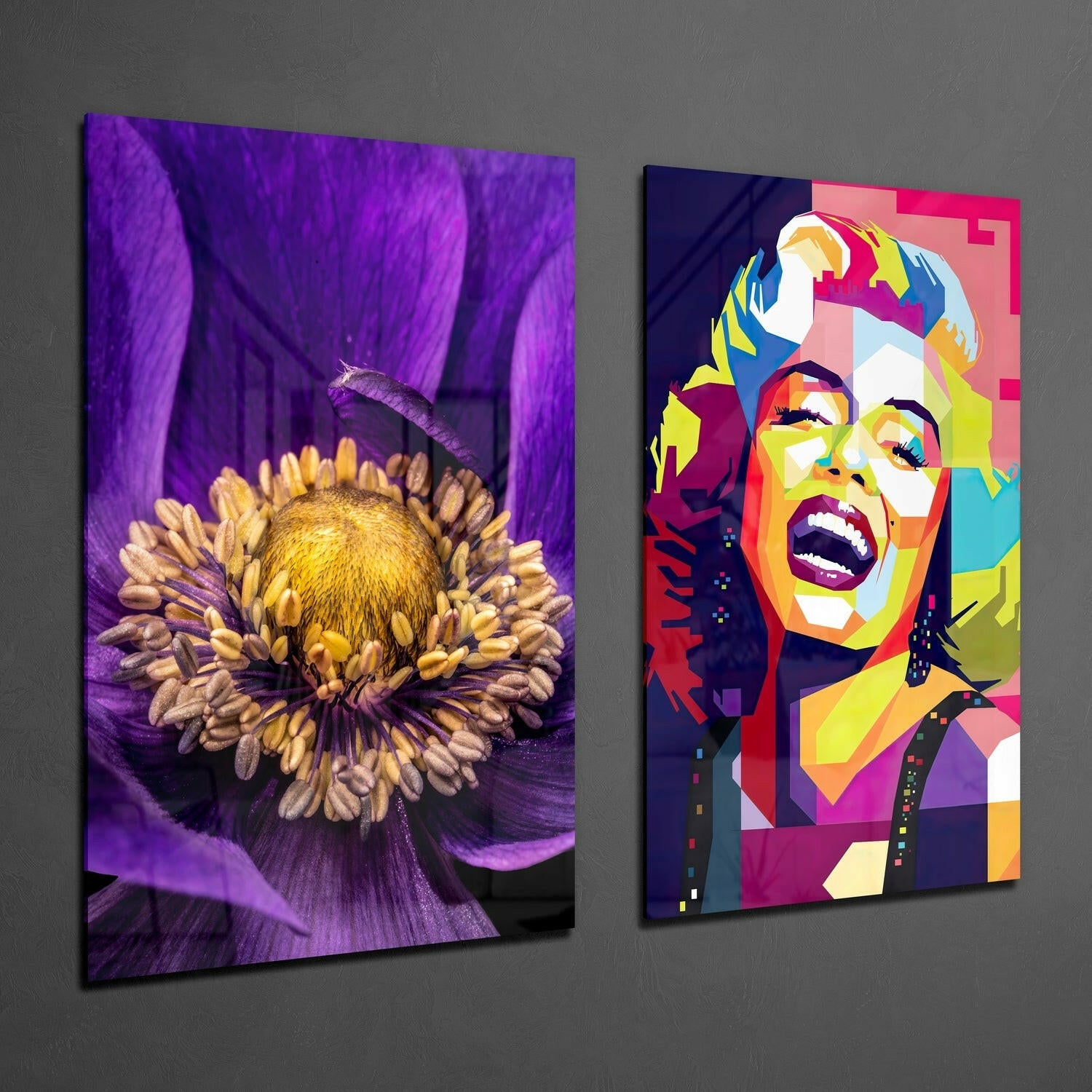 Marilyn Monroe 2 Pieces Combine Glass Wall Art | Insigne Art Design.