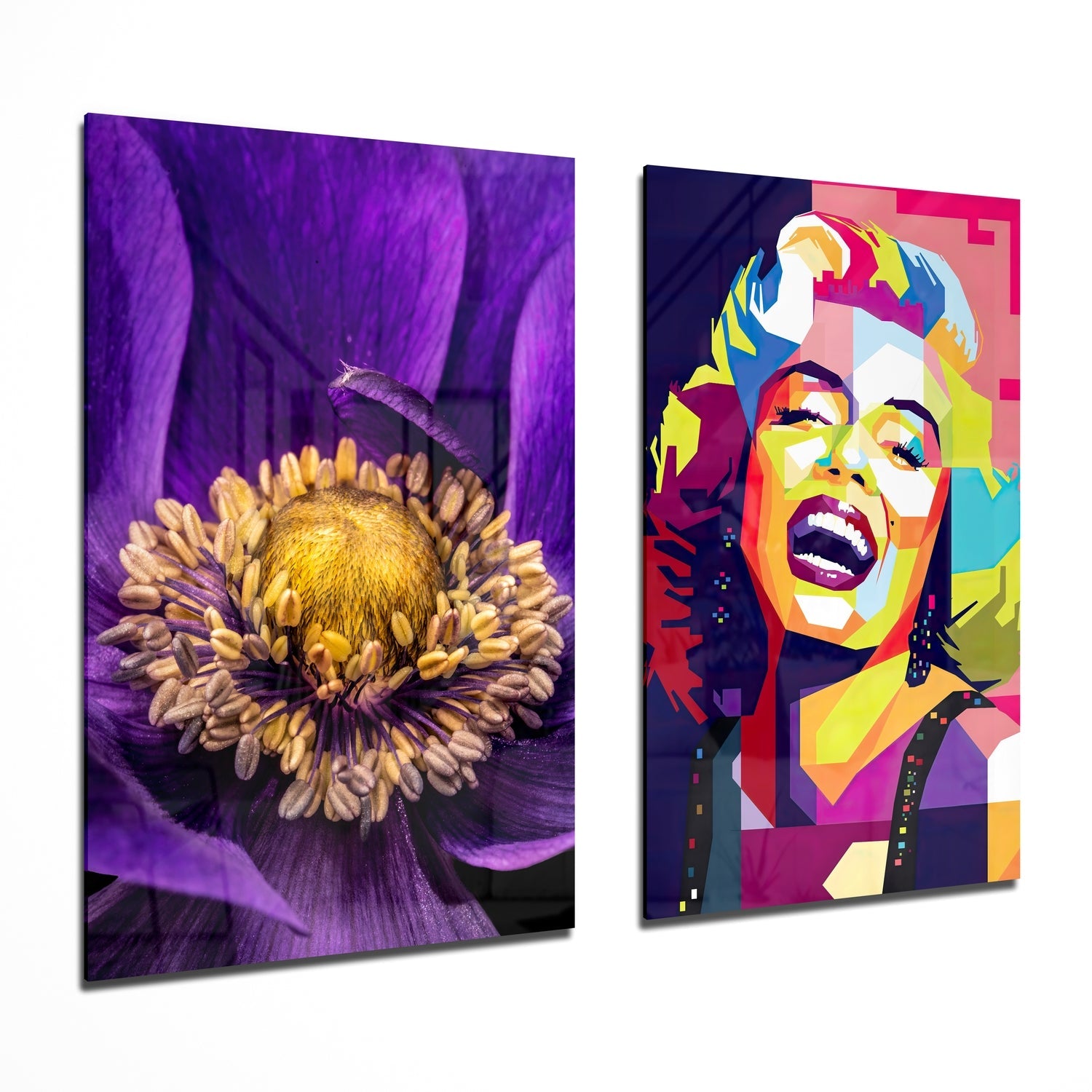 Marilyn Monroe 2 Pieces Combine Glass Wall Art | Insigne Art Design