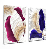 Leaves 2 Pieces Combine Glass Wall Art | Insigne Art Design