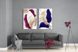 Leaves 2 Pieces Combine Glass Wall Art | Insigne Art Design