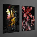 Man and Flower 2 Pieces Combine Glass Wall Art | Insigne Art Design