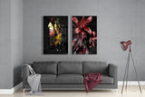 Man and Flower 2 Pieces Combine Glass Wall Art | Insigne Art Design