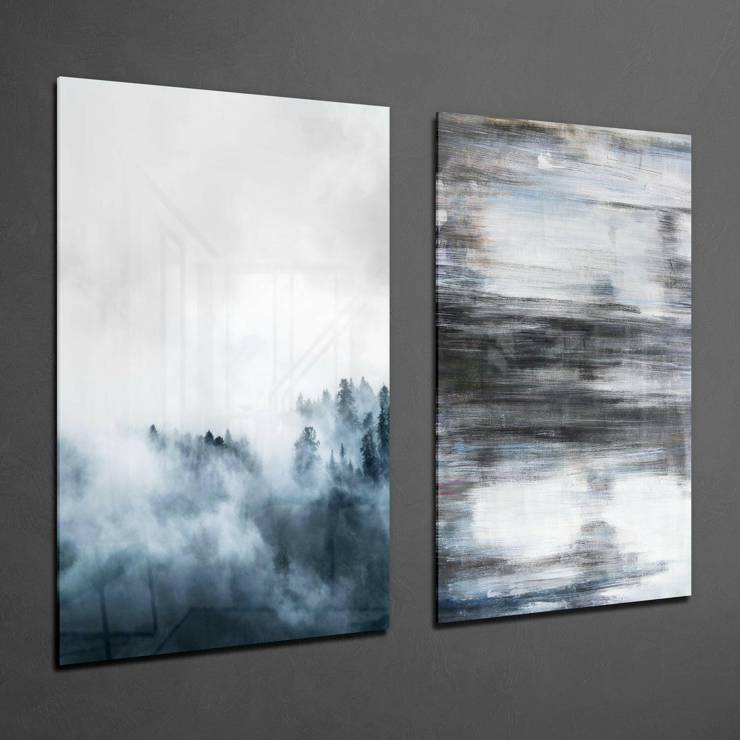 Blue Touches 2 Pieces Combine Glass Wall Art | Insigne Art Design.