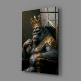 Ape King in Throne Glass Wall Art  || Designer Collection | Insigne Art Design