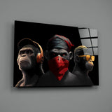 3 Wise Monkey Glass Wall Art  || Designer Collection | Insigne Art Design