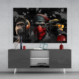 3 Wise Monkeys Glass Wall Art  || Designer Collection | Insigne Art Design