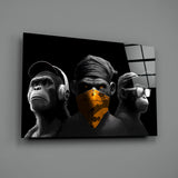 3 Wise Monkeys Chrome Edition Glass Wall Art || Designers Collection