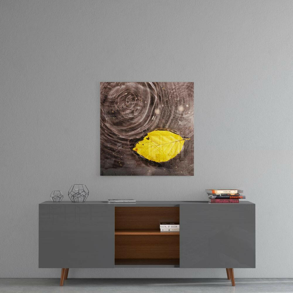 Yellow Leaf Glass Wall Art.