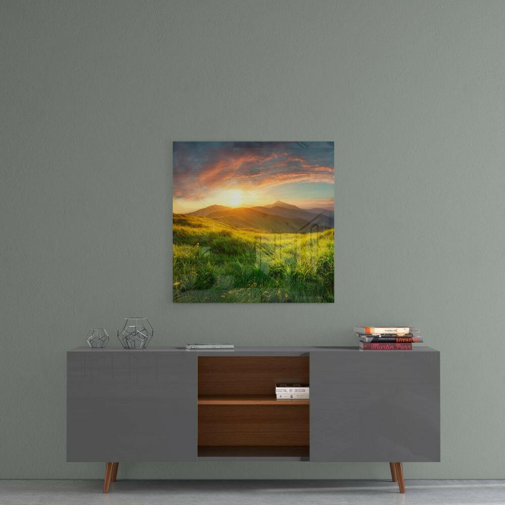 Mountain Landscape Glass Wall Art.