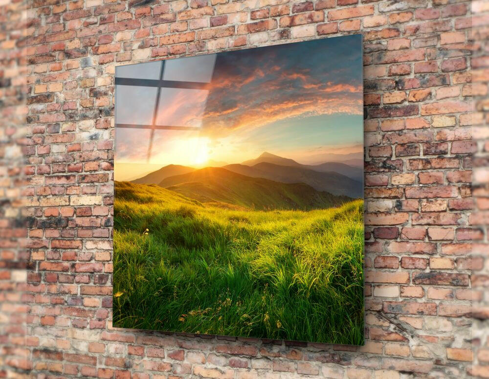 Mountain Landscape Glass Wall Art.