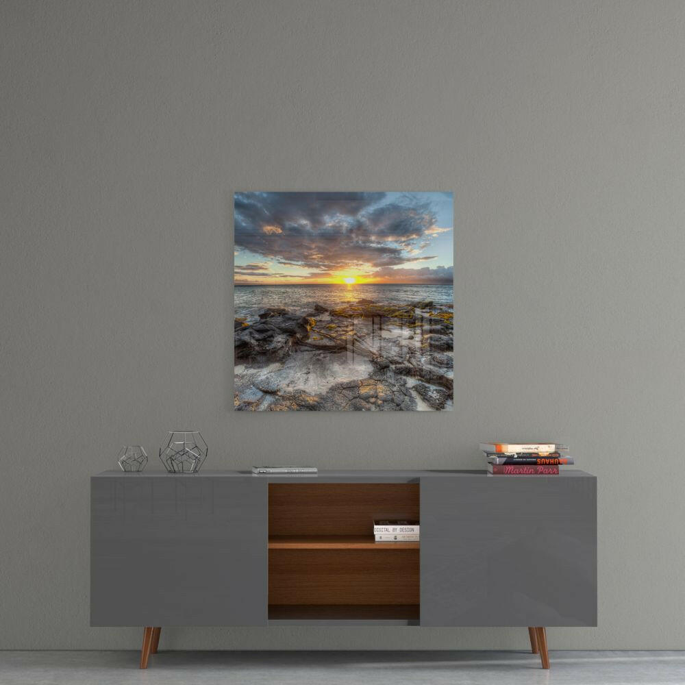 Sunset on the Beach Glass Wall Art.