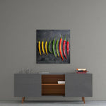 Colored Peppers Glass Wall Art.